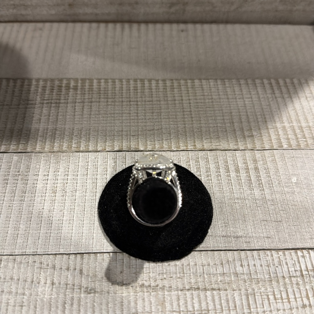 Bomb Party Resort Wear Silver Plated Lab Created White Quartz Ring - Picture 6 of 6
